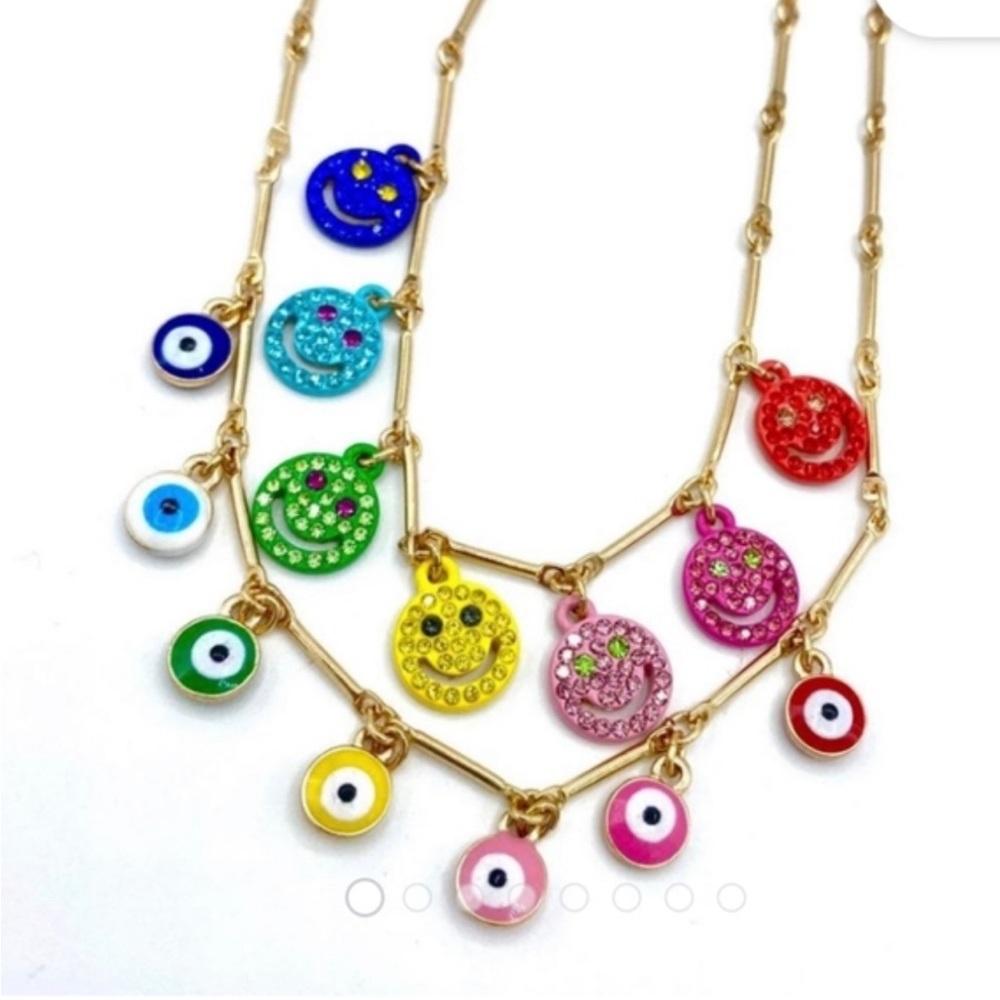 Betsey Johnson Color Pop Smiley Necklace